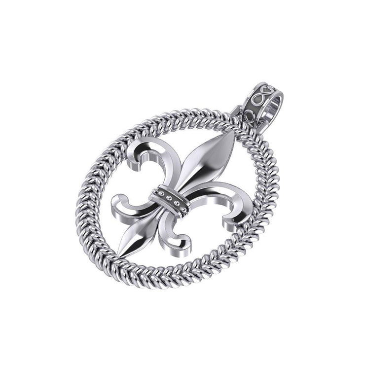 Honoring the noble symbolism of Fleur-de-Lis ~ Sterling Silver Jewelry Fleur-de-Lis Braided Pendant TPD323 Pendant