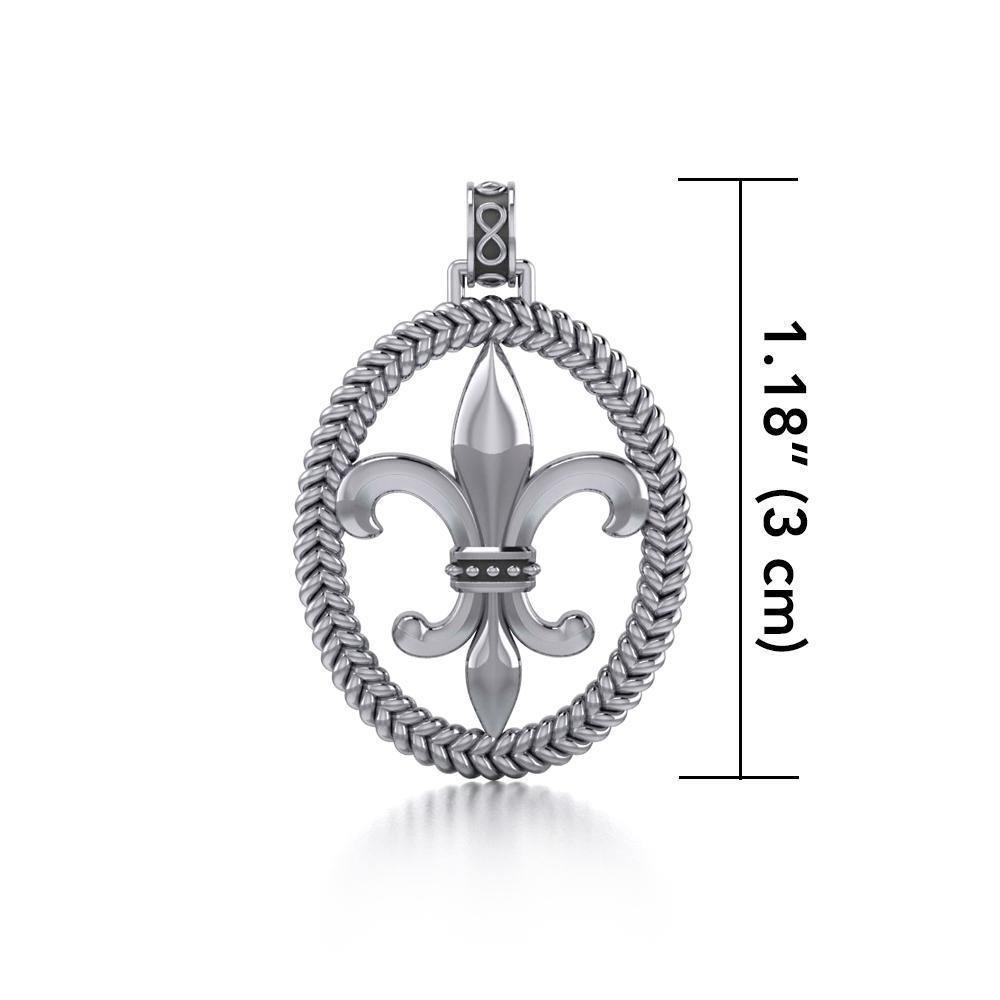 Honoring the noble symbolism of Fleur-de-Lis ~ Sterling Silver Jewelry Fleur-de-Lis Braided Pendant TPD323 Pendant