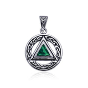 Pave the road to full healing ~ Celtic AA Symbol Sterling Silver Pendant Jewelry with Gemstone TPD326 Pendant