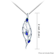 Leaf Silver Pendant with Gemstones TPD3339 Pendant