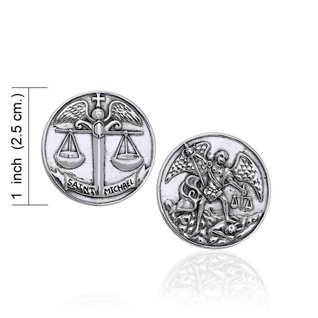 Saint Michael Archangel Sterling Silver Coin TPD3395 Pendant