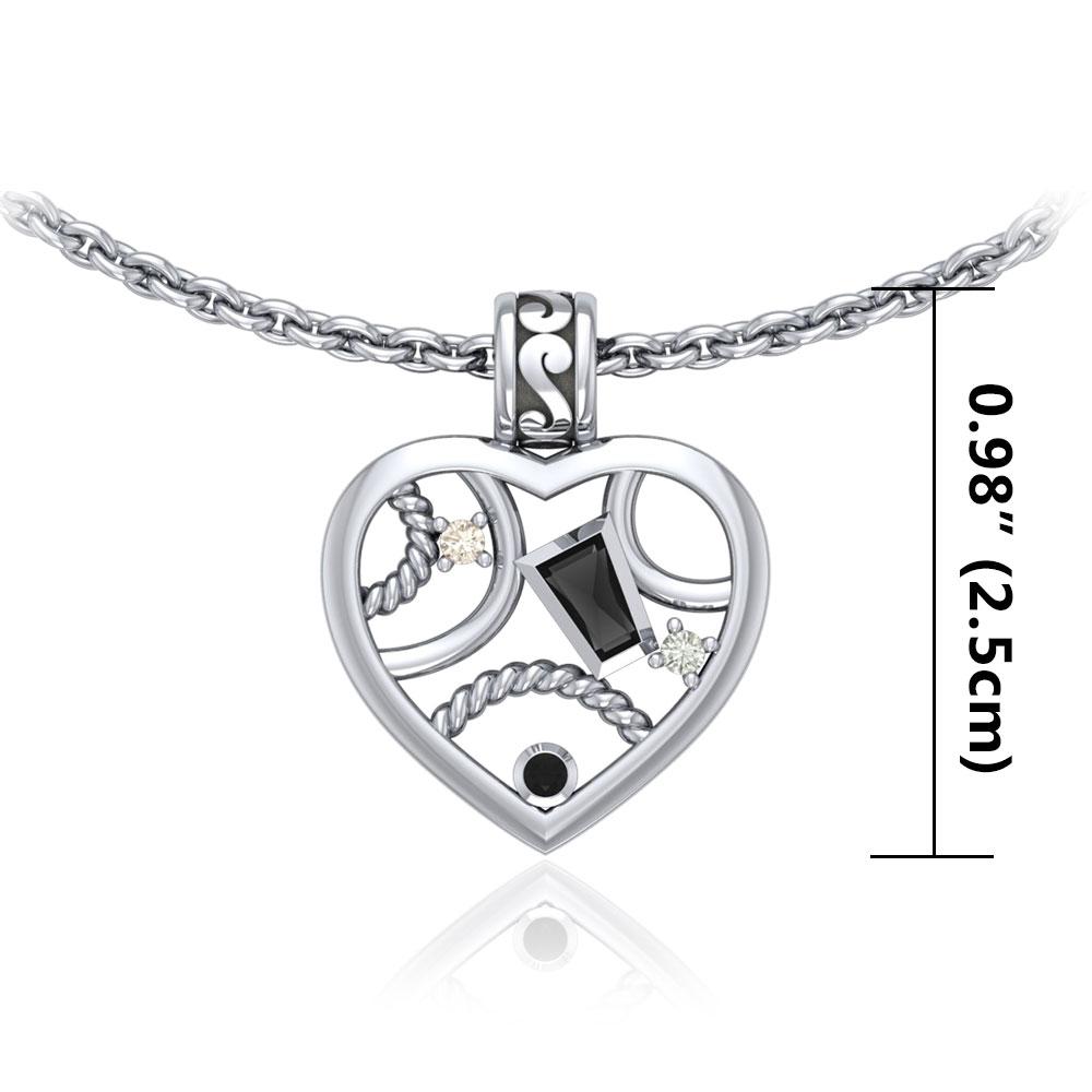 Contemporary Design Silver Pendant with Gemstones TPD3506 Pendant