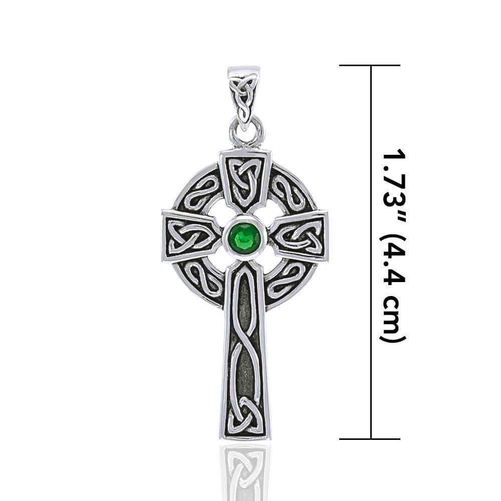 Celtic Cross with Gemstone Silver Pendant TPD3833 Pendant