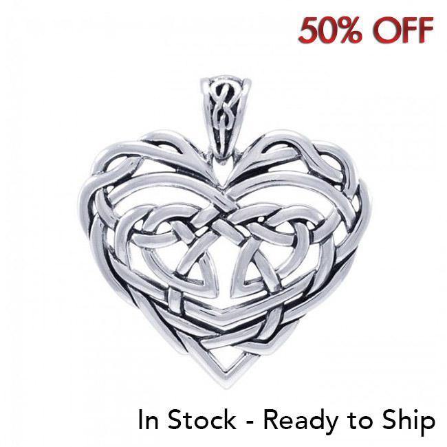 Cari Buziak Celtic Knotwork Heart Sterling Silver Pendant Jewelry TPD4043 Pendant