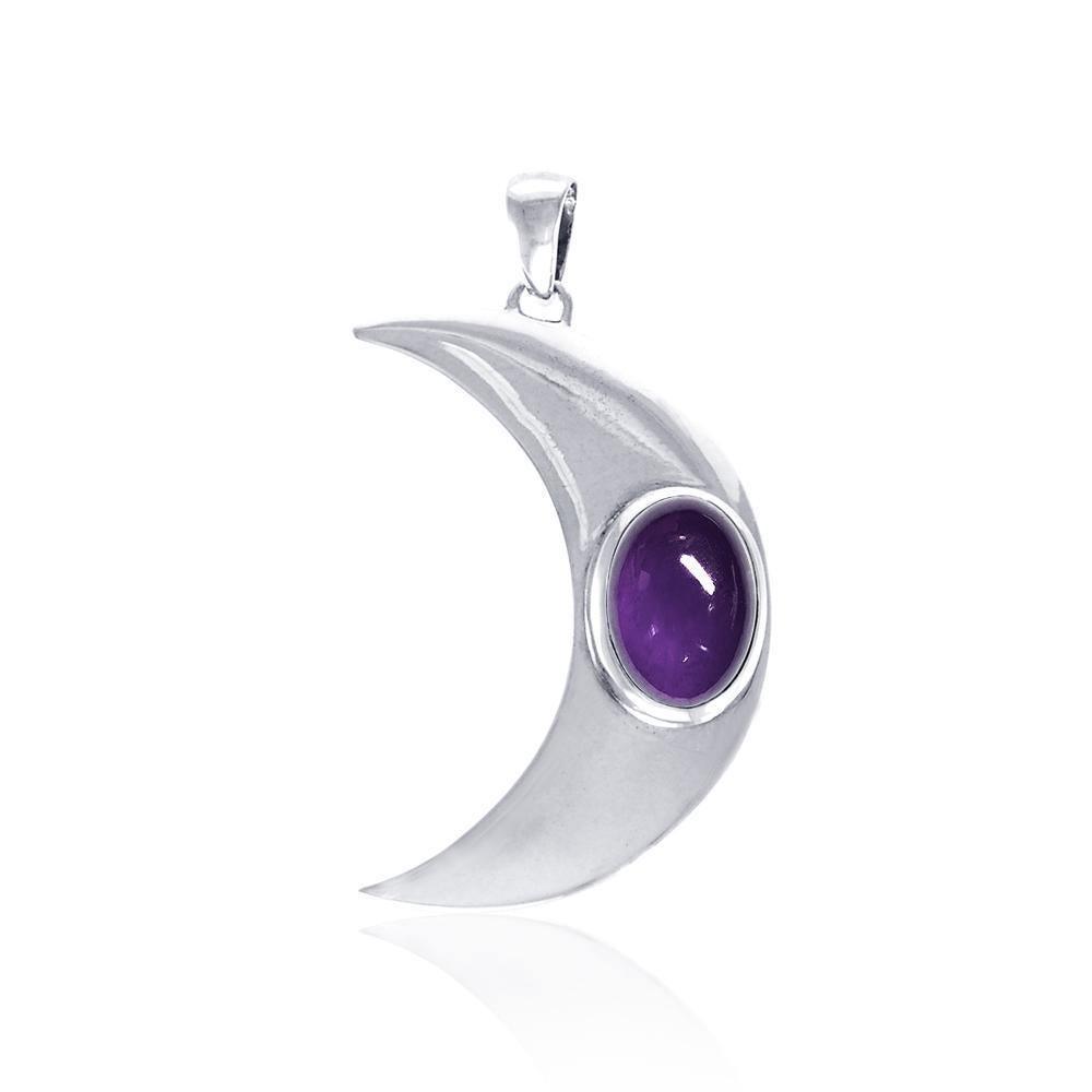 Glow in the Light of the Beautiful Crescent Moon ~ Sterling Silver Jewelry Pendant with Gemstone TPD4059 Pendant
