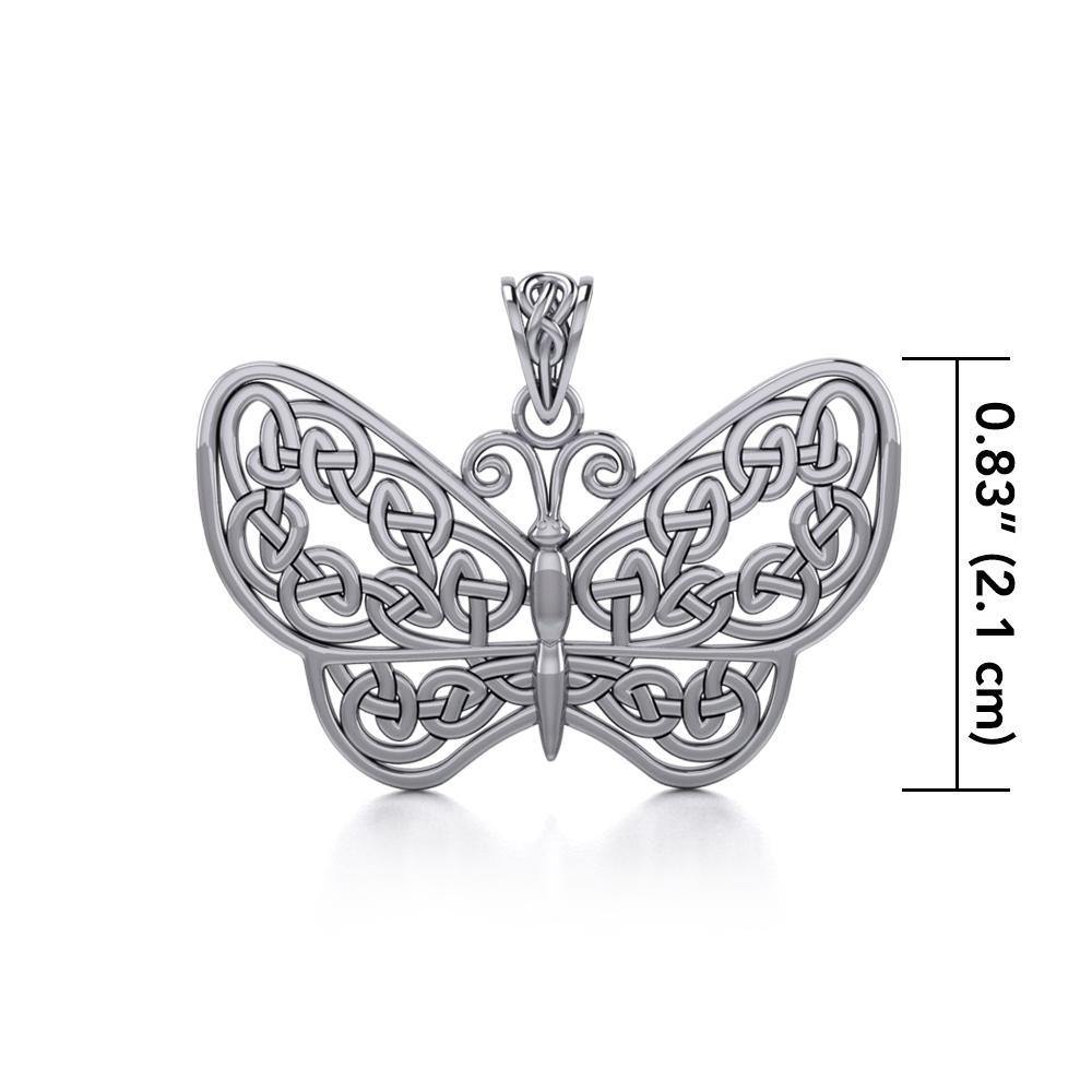 Your wings are ready to fly! ~ Sterling Silver Jewelry Celtic Knotwork Butterfly Pendant TPD4119 Pendant