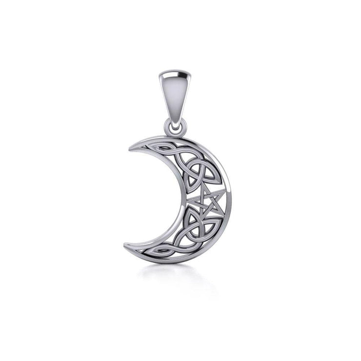 Celtic Knot Crescent Moon The Star Silver Pendant TPD422
