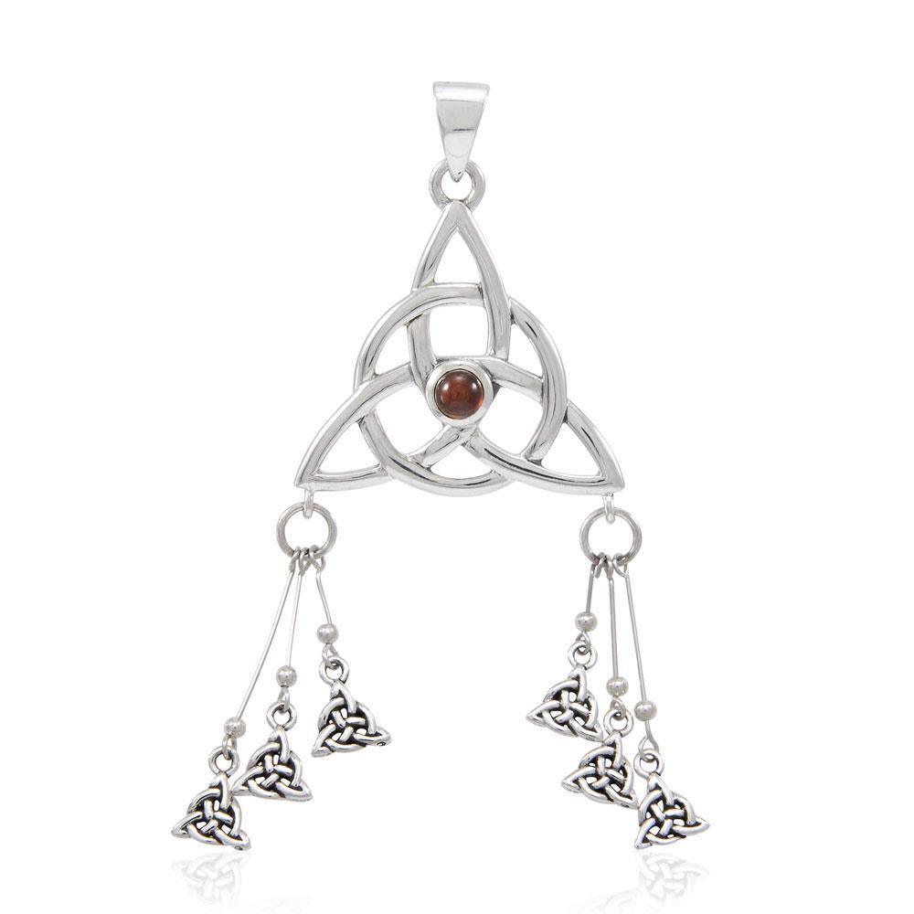 Seven Triquetra Silver Pendant with Gemstone TPD4762 Pendant