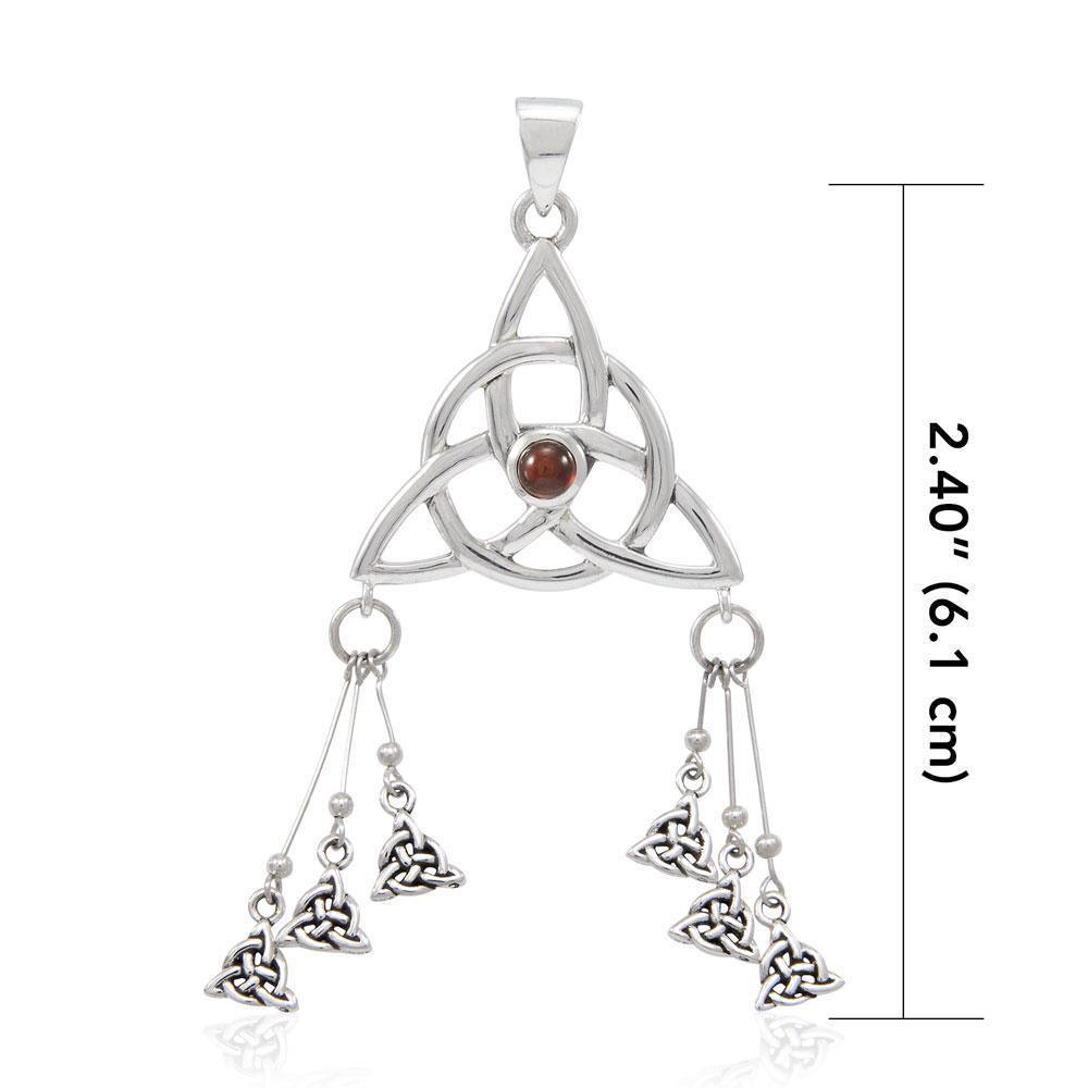 Seven Triquetra Silver Pendant with Gemstone TPD4762 Pendant