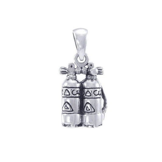 Double Dive Tank Sterling Silver Pendant TPD4813 Pendant