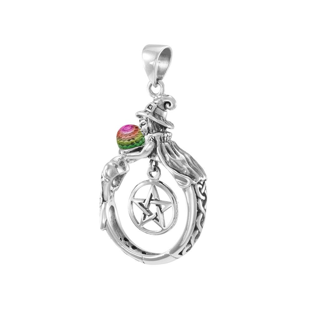 Sterling Silver Witch Pendant with Crystal ball TPD4857 Pendant