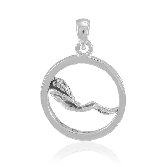 Round Female Free Diver Sterling Silver Pendant TPD4936 Pendant