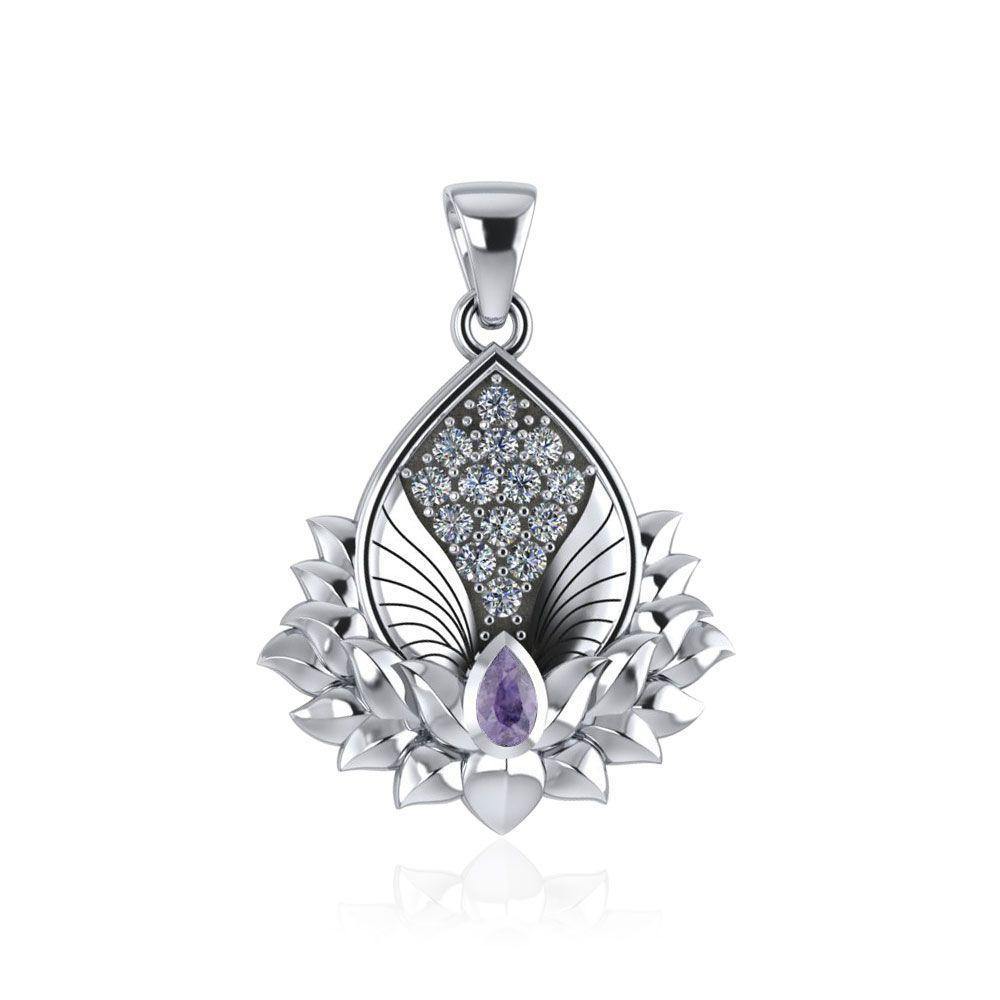 Angel Wings and Lotus with Gemstone Pendant TPD4960 Pendant