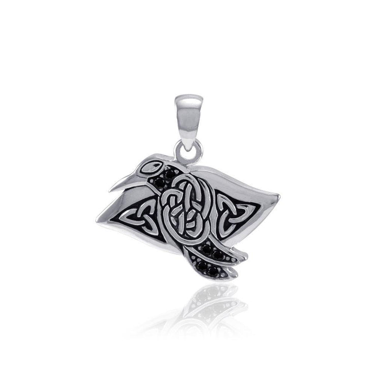 Celtic Raven Sterling Silver Pendant with Gemstone TPD5009 Pendant