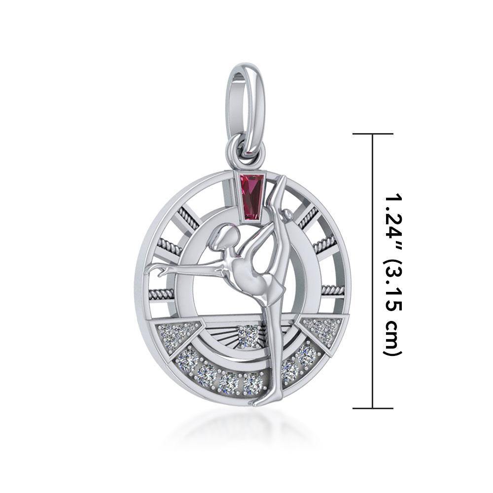 Meditative Standing Bow and Pulling Yoga Pose ~ Sterling Silver Pendant with Gemstone TPD5025 Pendant