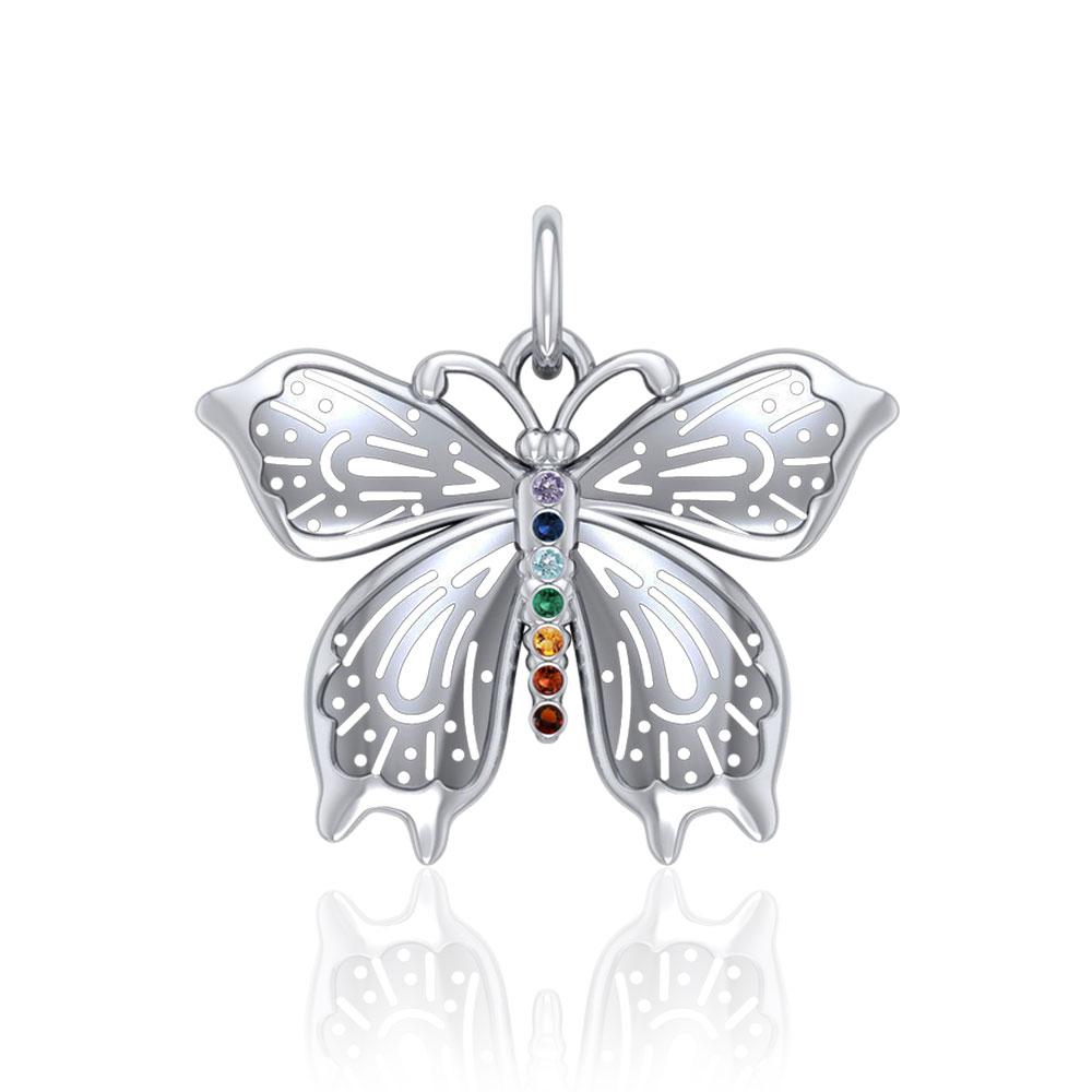Spiritual Chakra Butterfly Silver Pendant TPD5054 Pendant