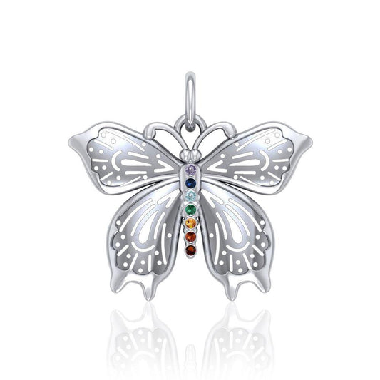 Spiritual Chakra Butterfly Silver Pendant TPD5054 Pendant