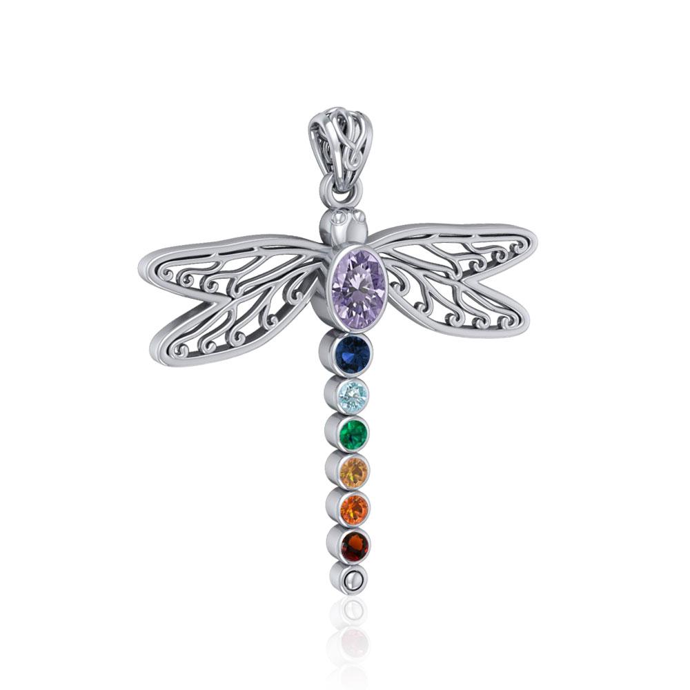Cari Buziak Spiritual Chakra Dragonfly Silver Pendant TPD5057 Pendant