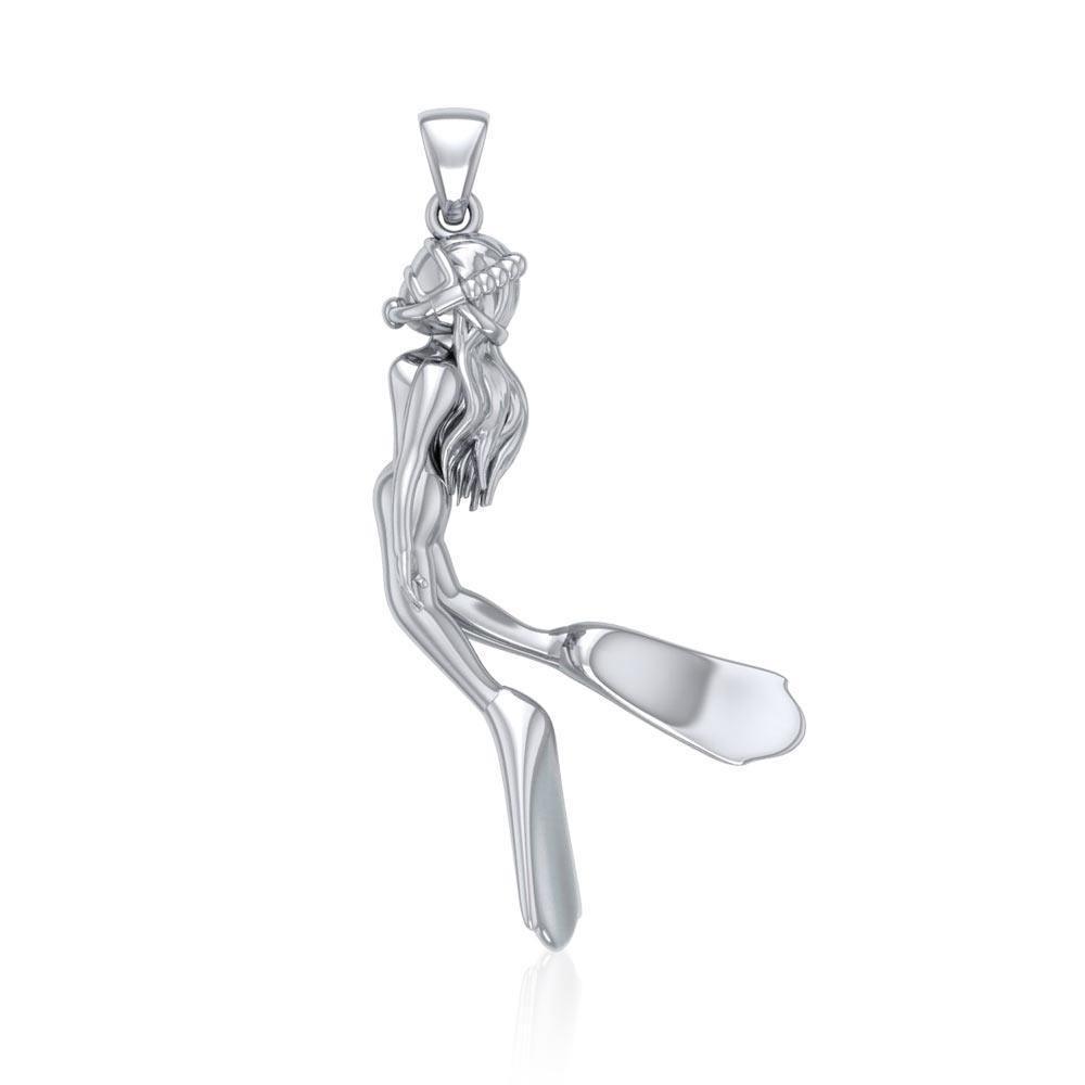 Female Free Diver Silver Pendant TPD5065 Pendant