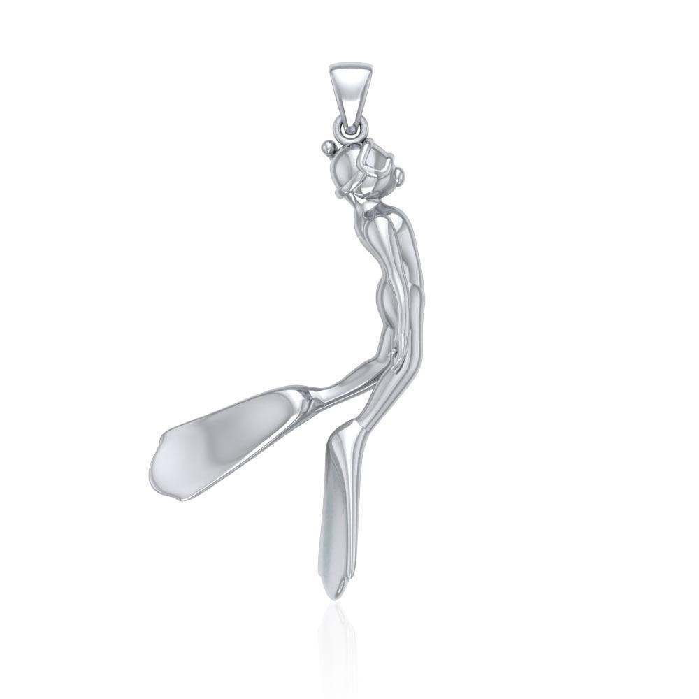 Male Free Diver Sterling Silver Pendant TPD5066 Pendant