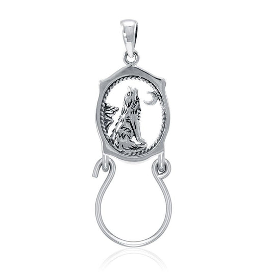 Baying Wolf Silver Charm Holder Pendant TPD5082 Pendant