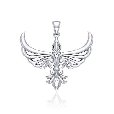 Phoenix with Fleur De Lis Sterling Silver Pendant TPD5089 Pendant