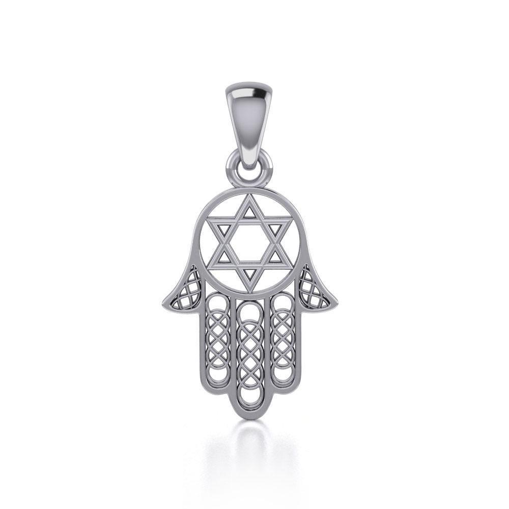Hamsa Star of David Sterling Silver Pendant TPD5090 Pendant