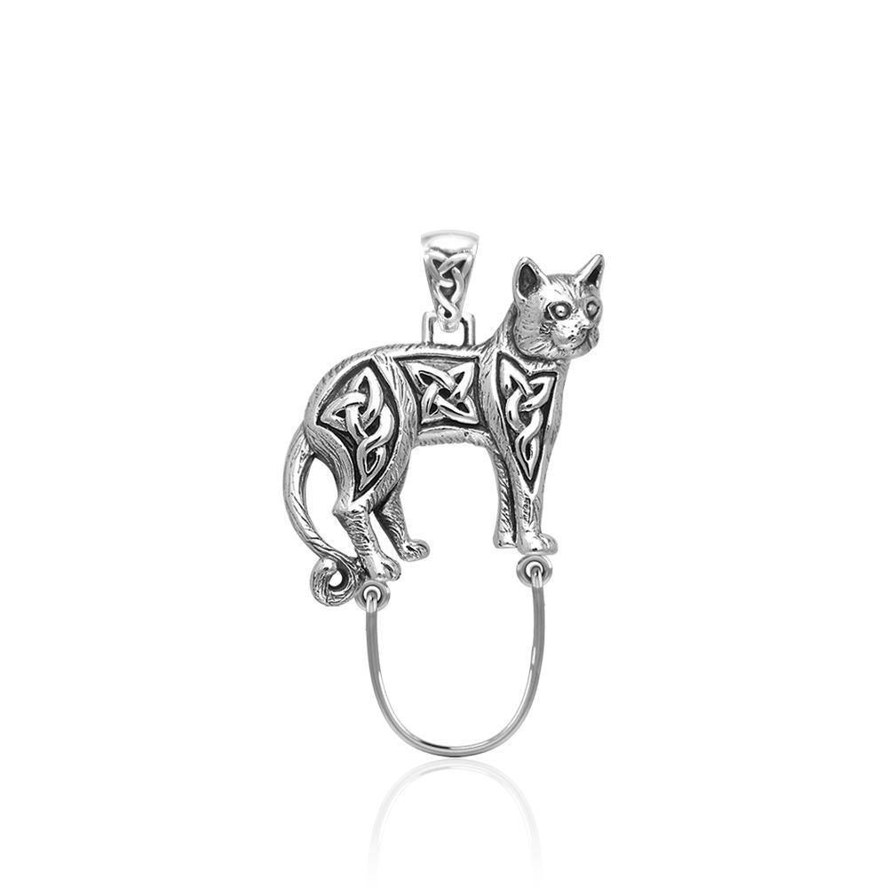 Celtic Cat Silver Charm Holder Pendant TPD5101 Pendant