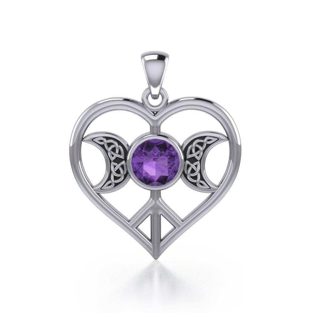 Triple Goddess Love Peace Sterling Silver Pendant with Gemstone TPD5106 Pendant