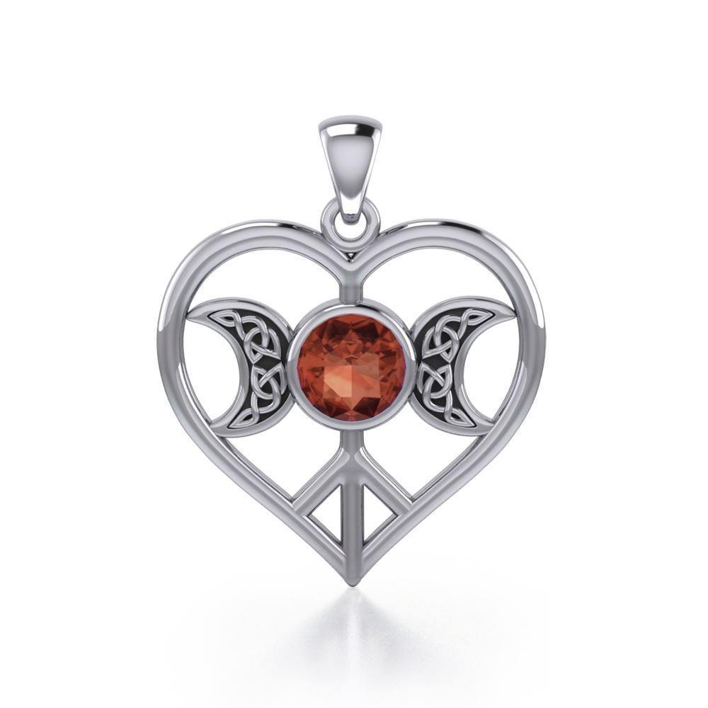 Triple Goddess Love Peace Sterling Silver Pendant with Gemstone TPD5106 Pendant