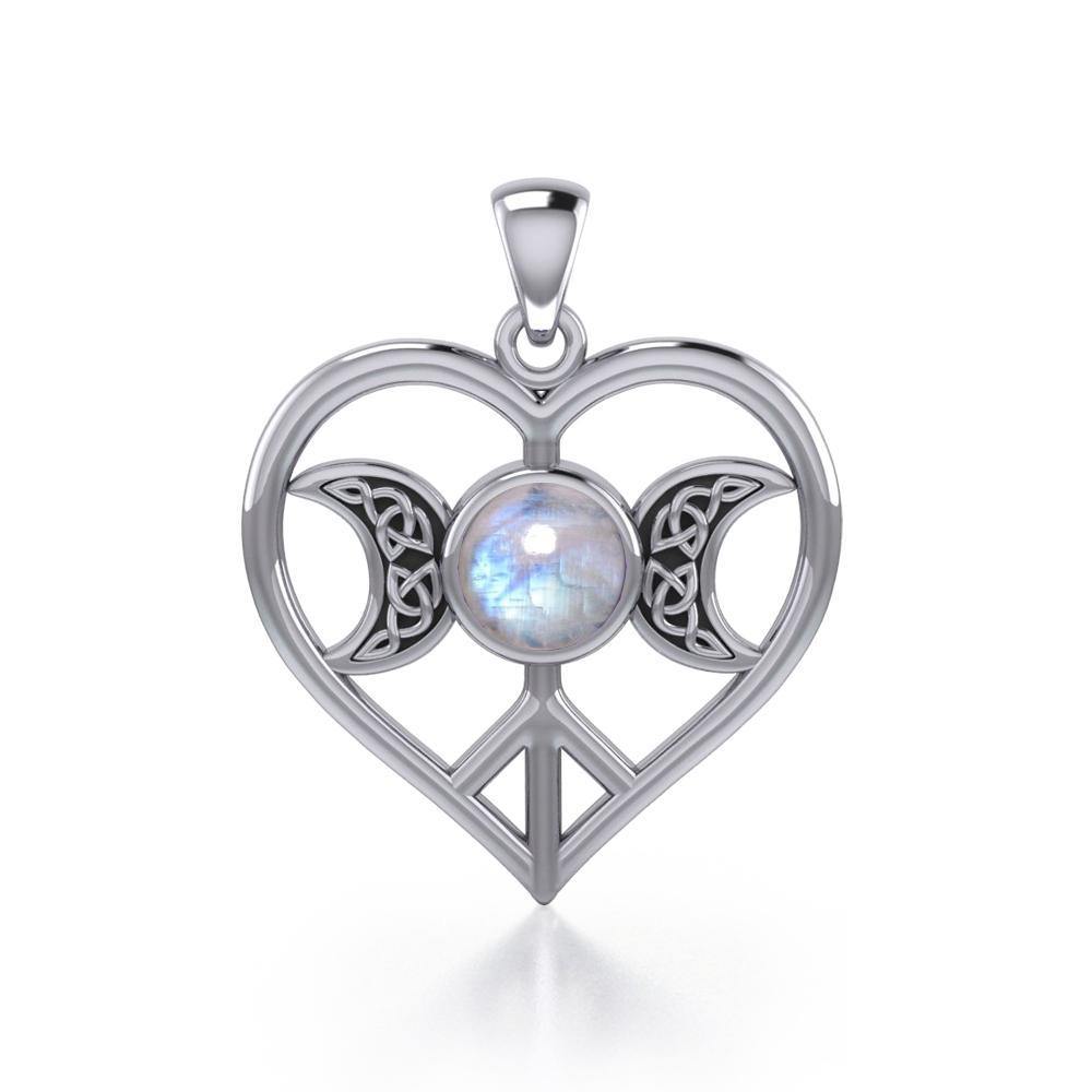 Triple Goddess Love Peace Sterling Silver Pendant with Gemstone TPD5106 Pendant