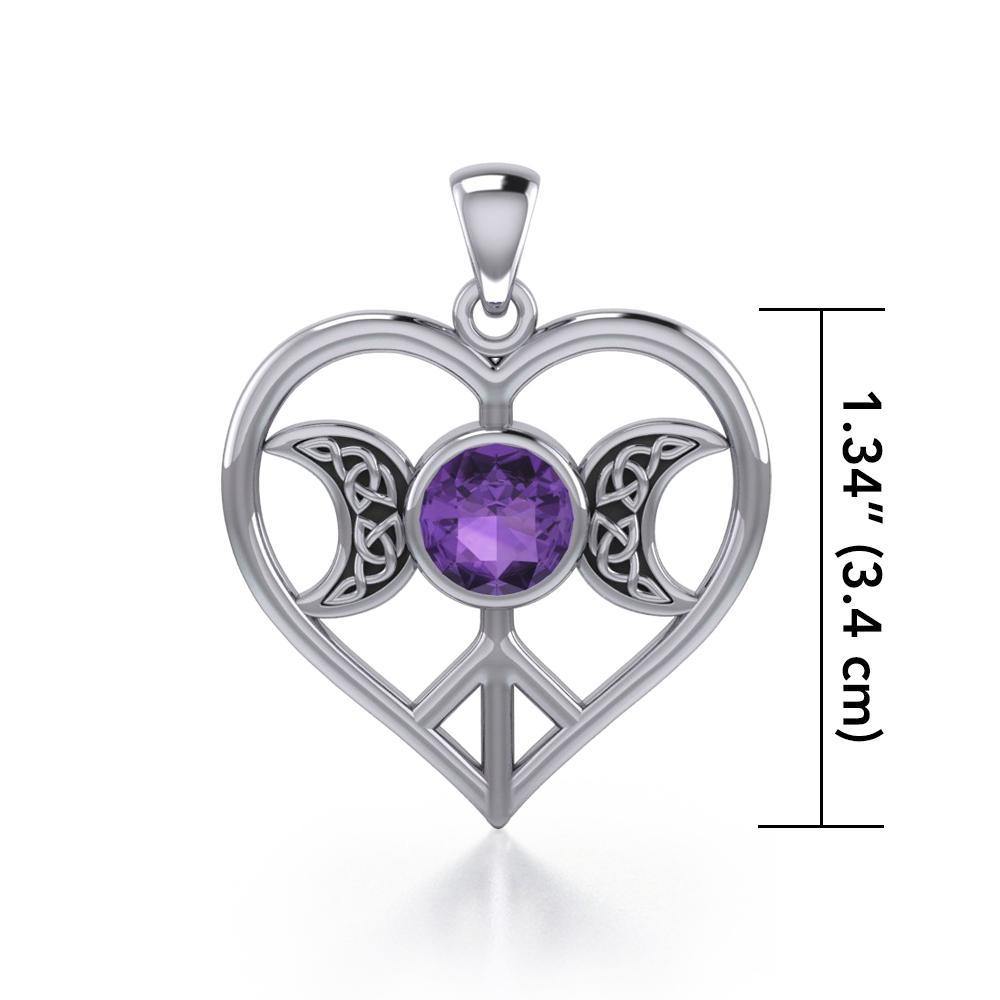 Triple Goddess Love Peace Sterling Silver Pendant with Gemstone TPD5106 Pendant