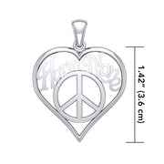 Love Peace Angel Wings Silver Pendant with Gemstone TPD5110 Pendant