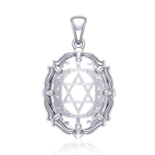Star of David Sterling Silver Pendant with Genuine White Quartz TPD5117 Pendant