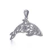 The gentle treasure of the ocean ~ Sterling Silver Dolphin Filigree Pendant Jewelry TPD5136 Pendant