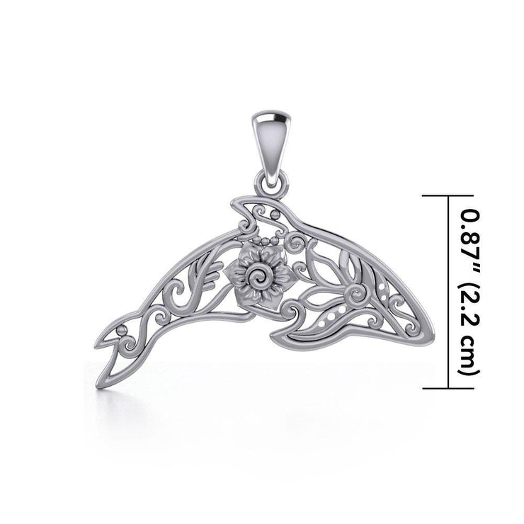 The gentle treasure of the ocean ~ Sterling Silver Dolphin Filigree Pendant Jewelry TPD5136 Pendant