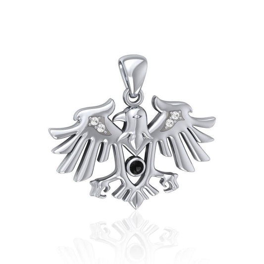 Raven Silver Pendant with Gemstone TPD5157 Pendant