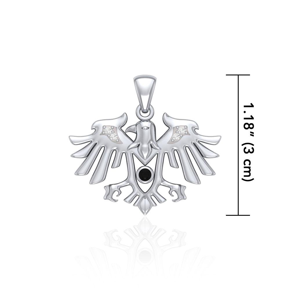 Raven Silver Pendant with Gemstone TPD5157 Pendant