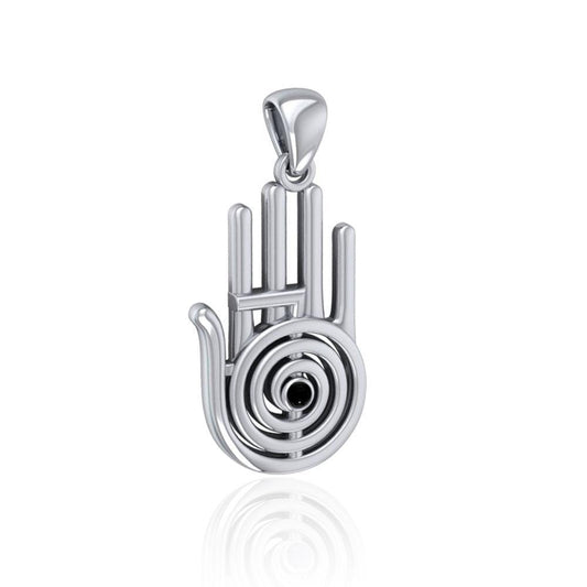 Healer Hand Symbol Silver Pendant with Gemstone TPD5158 Pendant