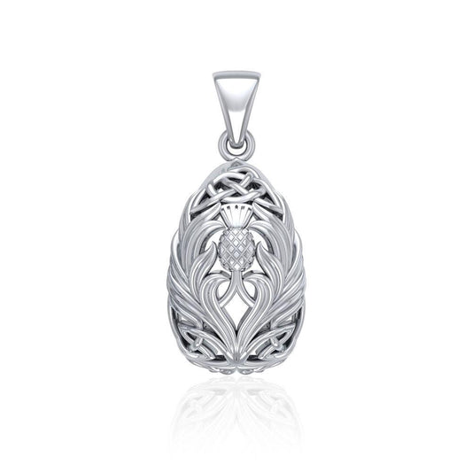 Teardrop Shape Scottish Thistle with Celtic knotwork TPD5164 Pendant