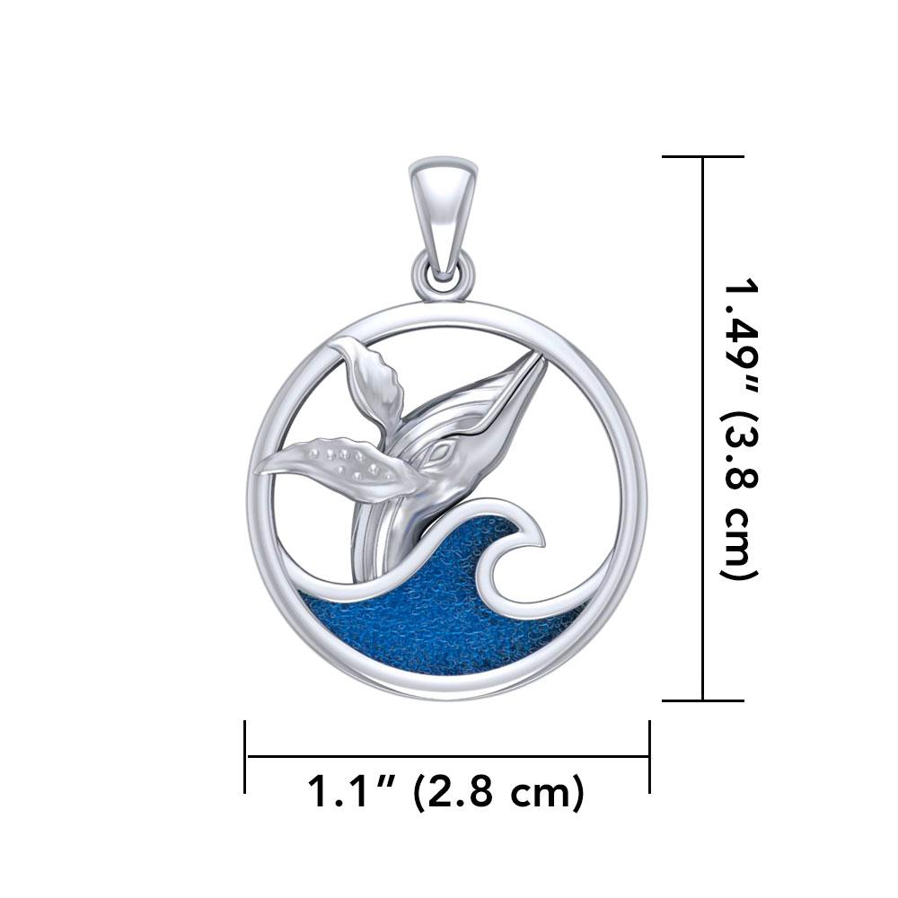 Sterling Silver Whale in the Wave Pendant TPD5175 Pendant