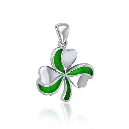 Lucky Shamrock Clover Silver Pendant with Enamel TPD5194 Pendant