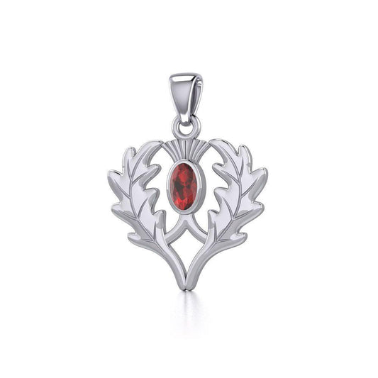 Thistle Silver Pendant with Gemstone TPD5295 Pendant
