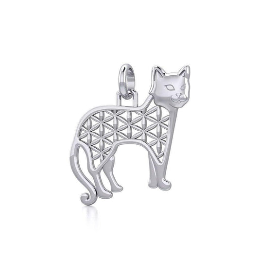 Flower of Life Cat Silver Pendant TPD5298 Pendant