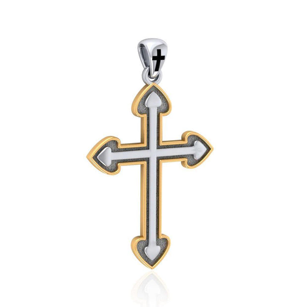 Medieval Cross Silver and 18K Gold Vermeil Accent Pendant TPV2980 Pendant