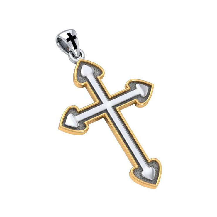 Medieval Cross Silver and 18K Gold Vermeil Accent Pendant TPV2980 Pendant