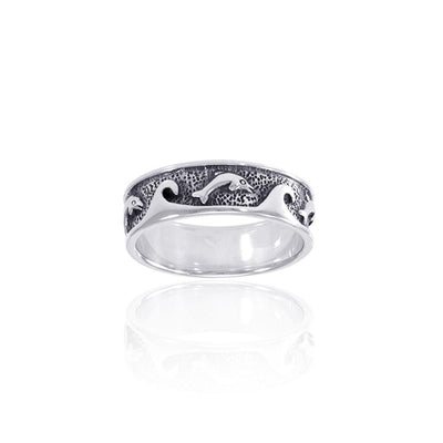 Dolphin and Waves Silver Band TR219