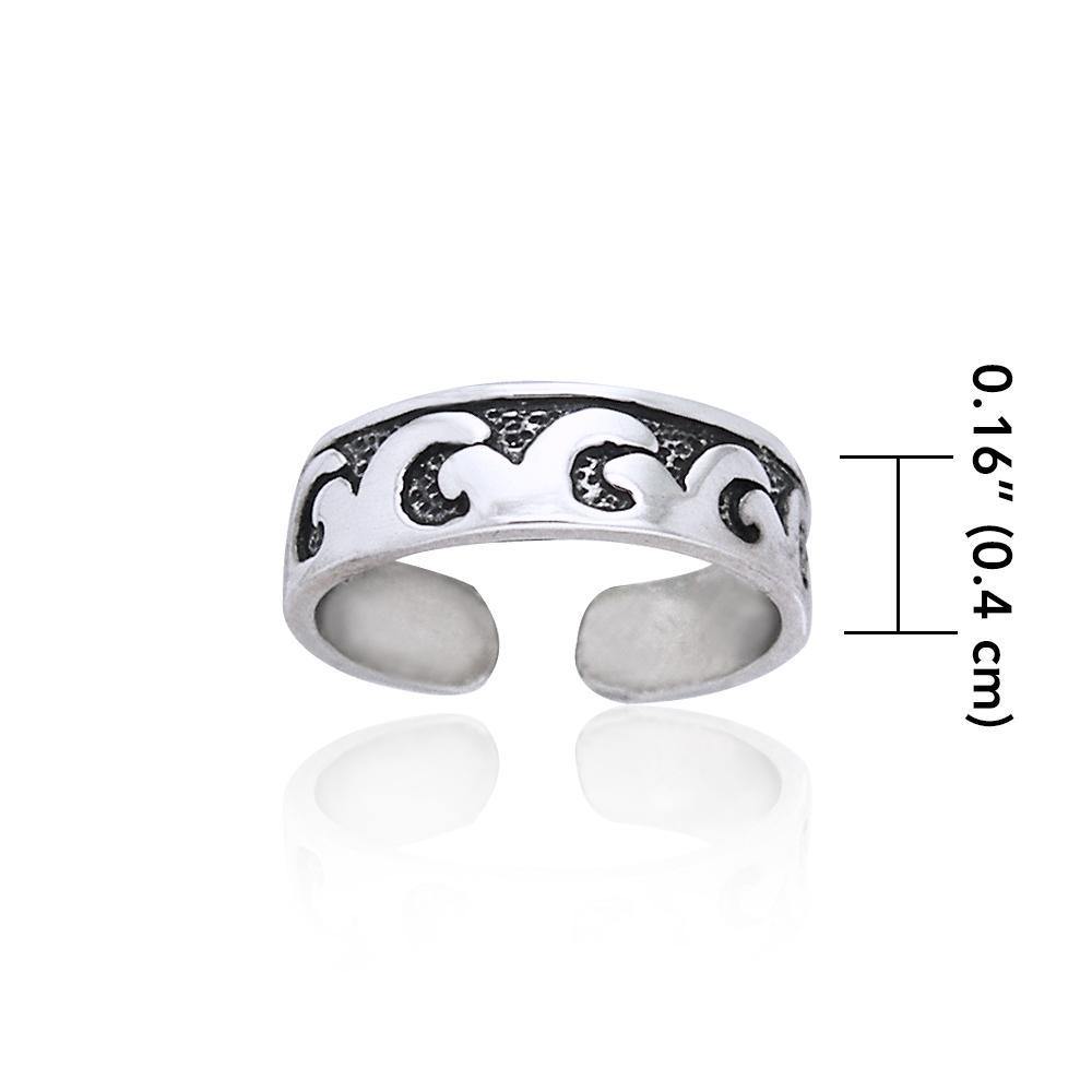 Calm or rough waves in the sparkling sea ~ Sterling Silver Toe Ring TR252 Toe Ring