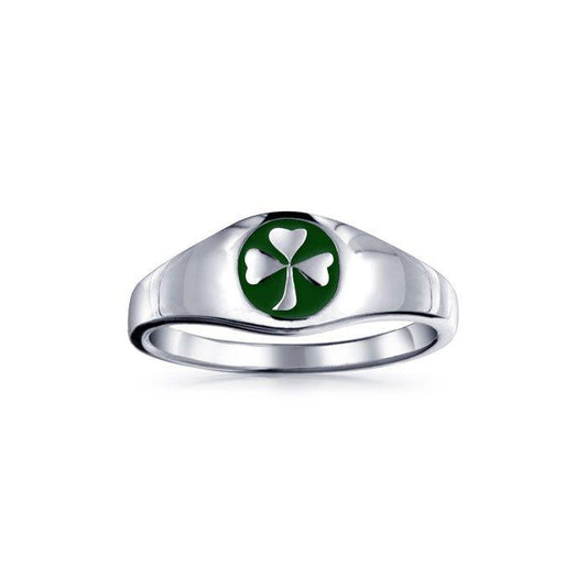 Celtic Shamrock Silver Ring with Enamel TR3686 Ring