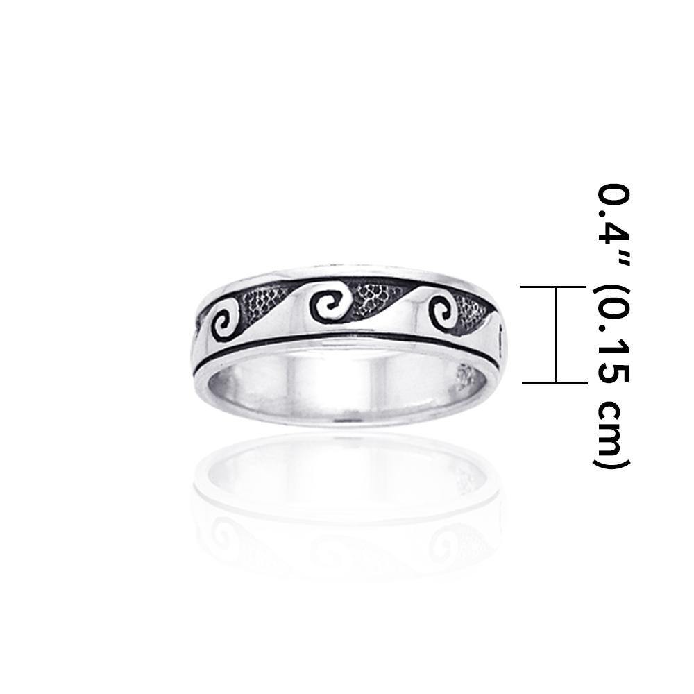 Shallow Surf Waves in the Sea ~ Sterling Silver Jewelry Ring TR553 Ring